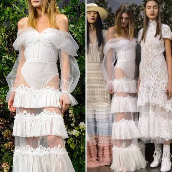 NWT JONATHAN SIMKHAI Threaded Lace Tulle Ruffle dress Size 8 - Picture 16 of 16